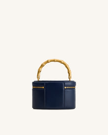 Natalie Metal Geometric Pendant Handle Bag - Navy