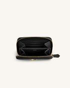 Maeve Dachshund Metal Emblem Zip Wallet - Black