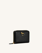 Maeve Dachshund Metal Emblem Zip Wallet - Black