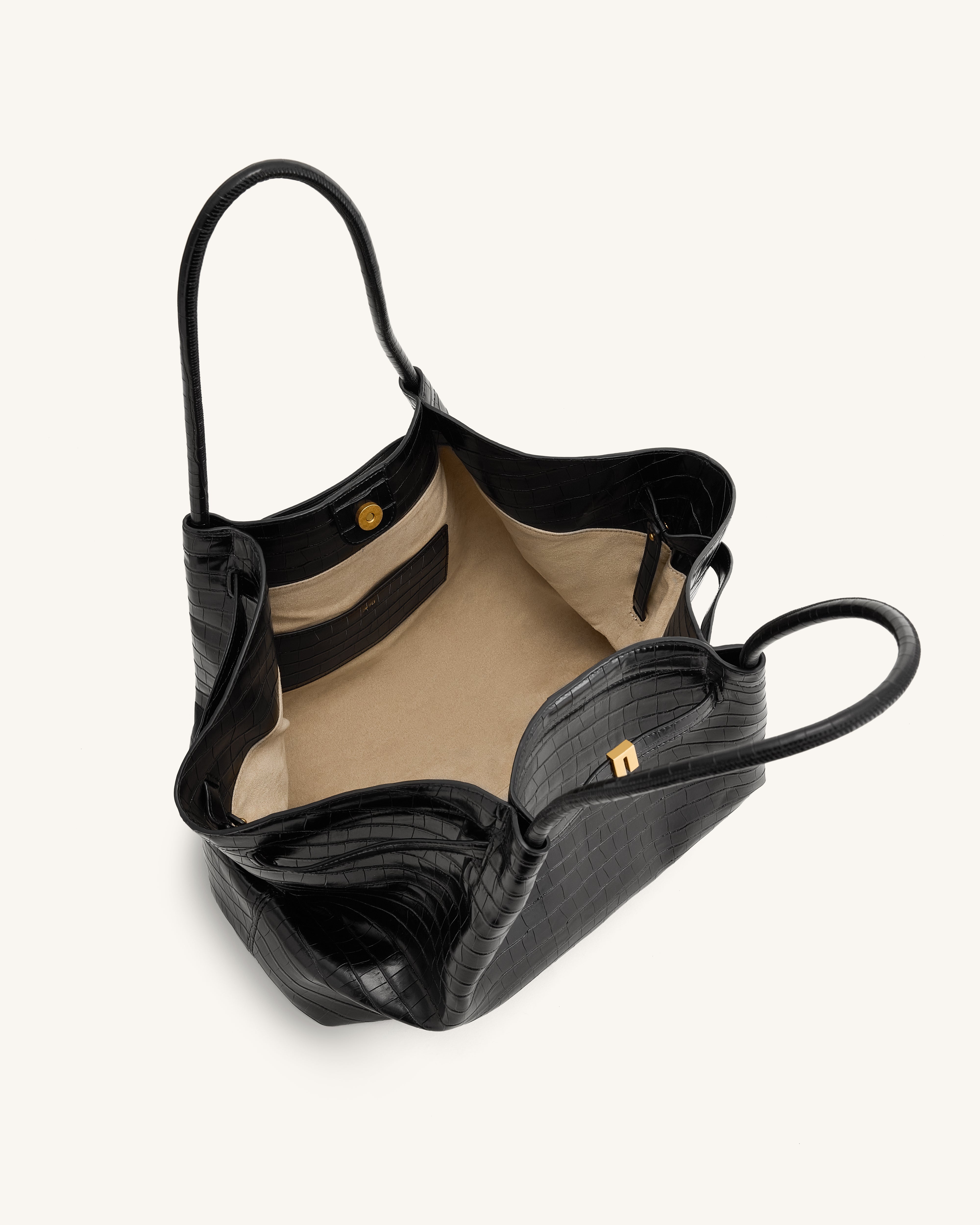 HANA Hana Large Tote Bag - Black Croc | JW PEI