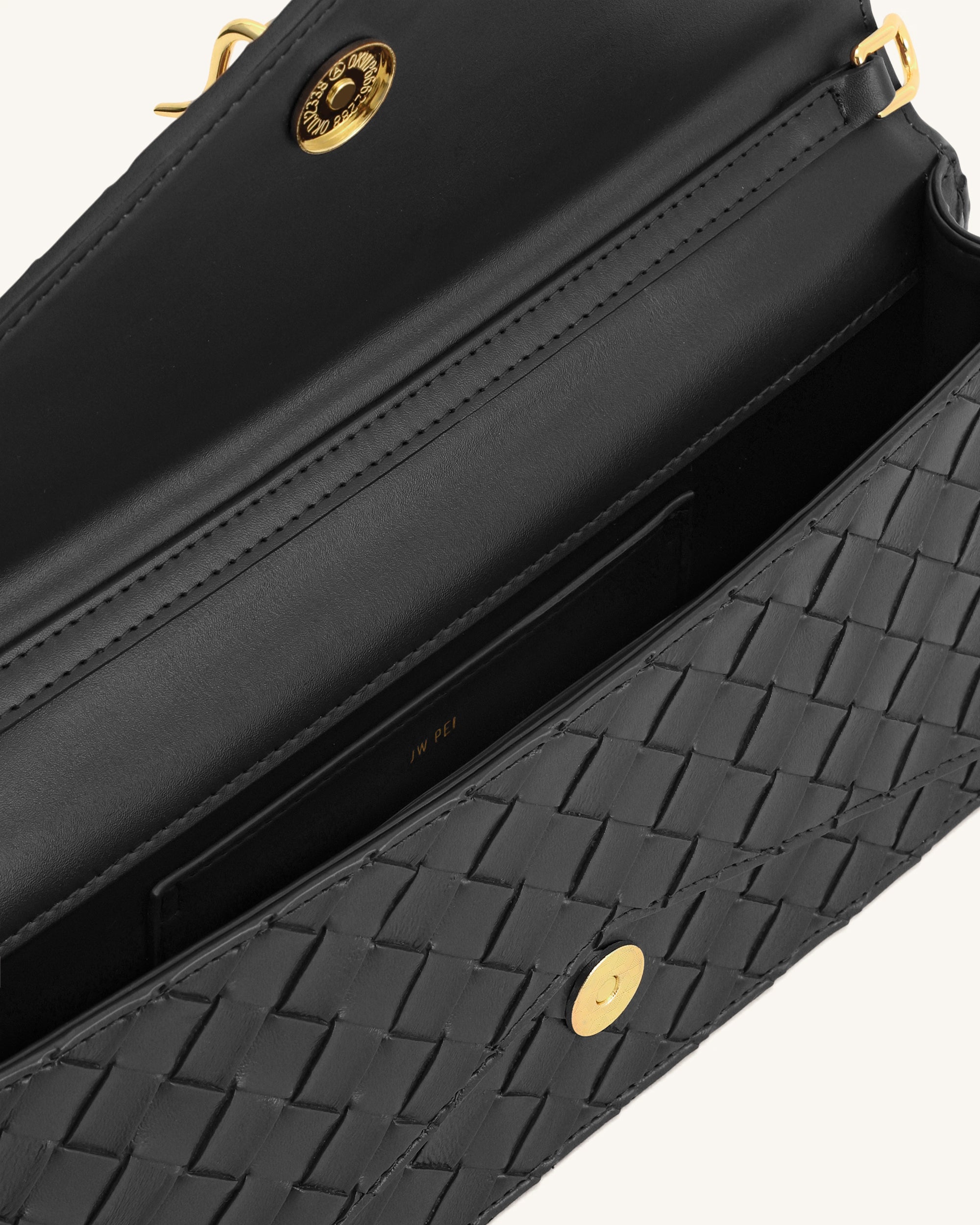 Celeste Woven Textured Envelope Top Handle Bag - Black
