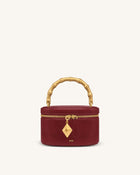 Natalie Metal Geometric Pendant Handle Bag - Burgundy