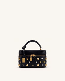 Cleo Studded Box Shape Top Handle Bag - Black