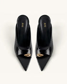 Noemi Pointed-Toe Mule Heels - Black