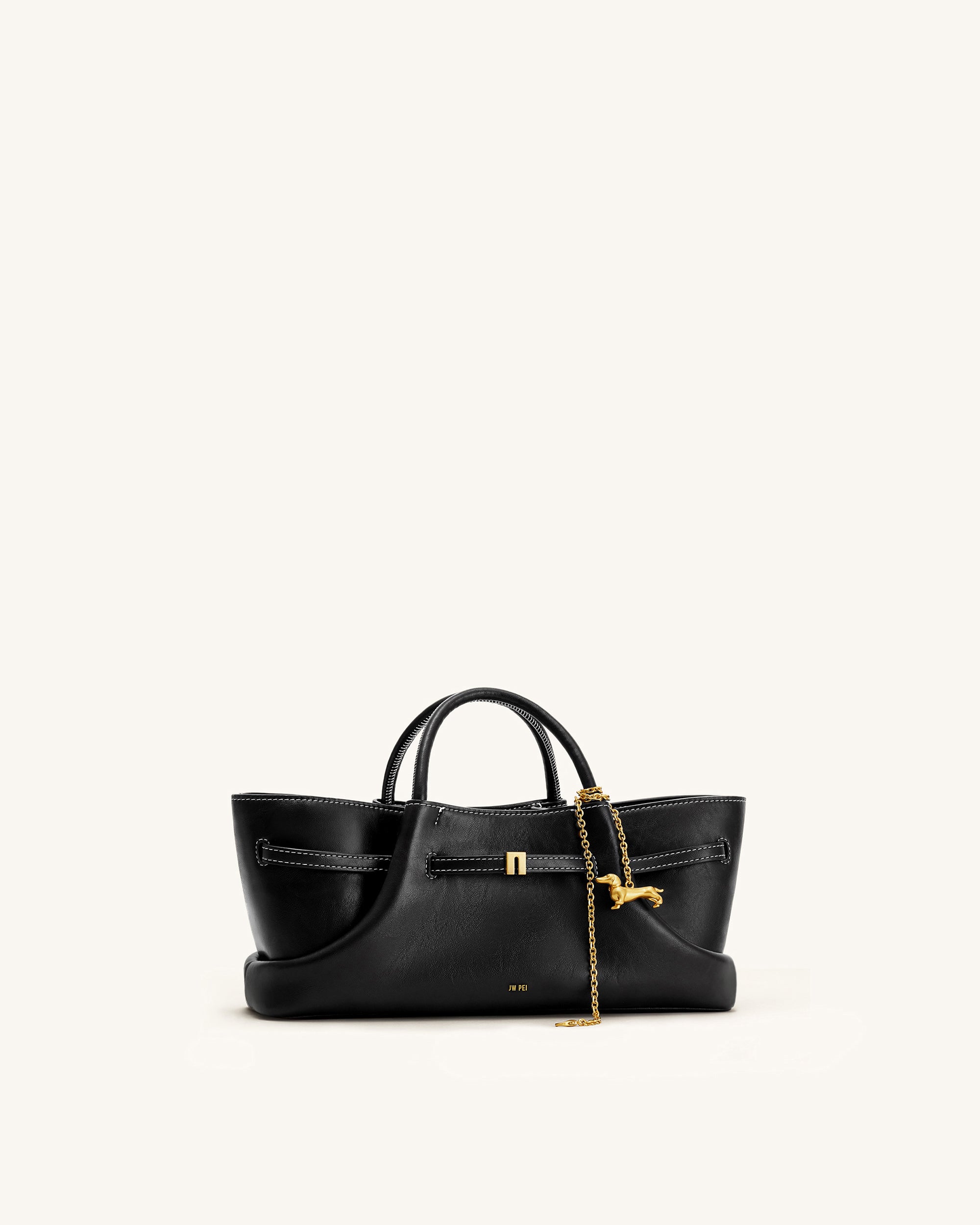Maeve Dachshund Metal Charm Tote Bag - Black