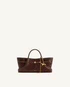 Maeve Dachshund Metal Charm Tote Bag - Dark Brown