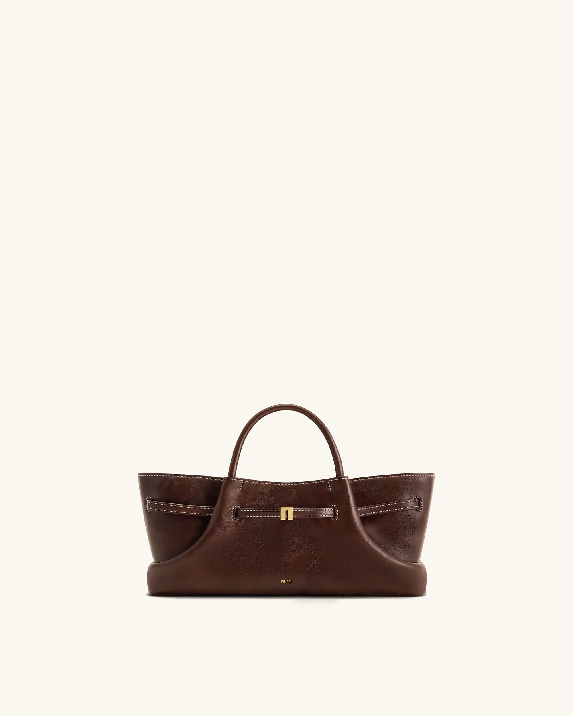 Maeve Dachshund Metal Charm Tote Bag - Dark Brown