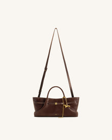 Maeve Dachshund Metal Charm Tote Bag - Dark Brown