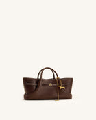 Maeve Dachshund Metal Charm Tote Bag - Dark Brown