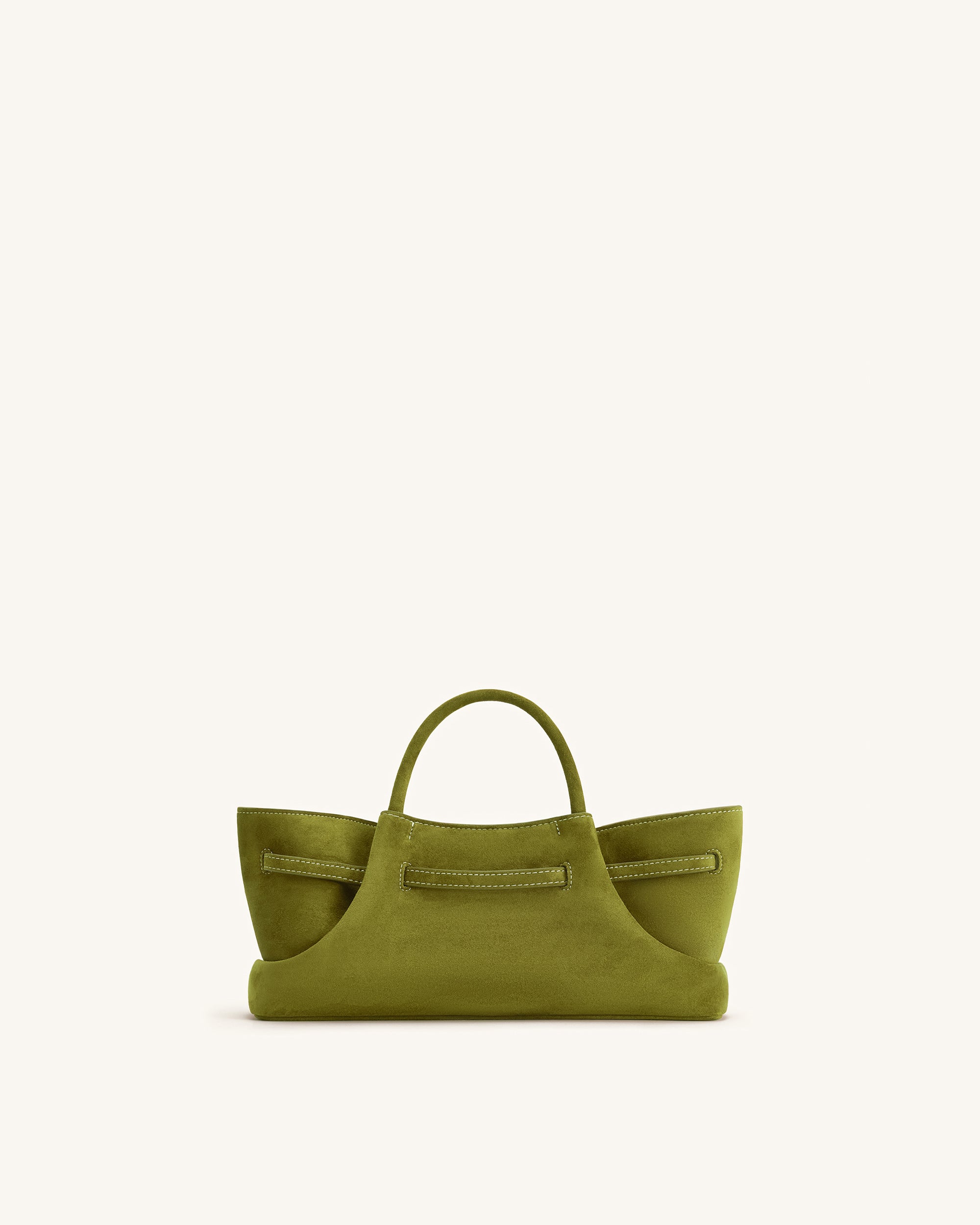 Maeve Dachshund Metal Charm Faux Suede Tote Bag - Olive Green