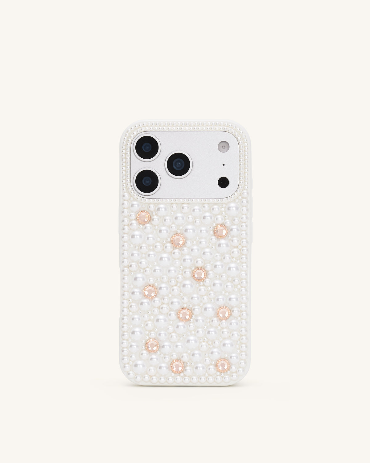 Pearl Embellished Phone Case - White