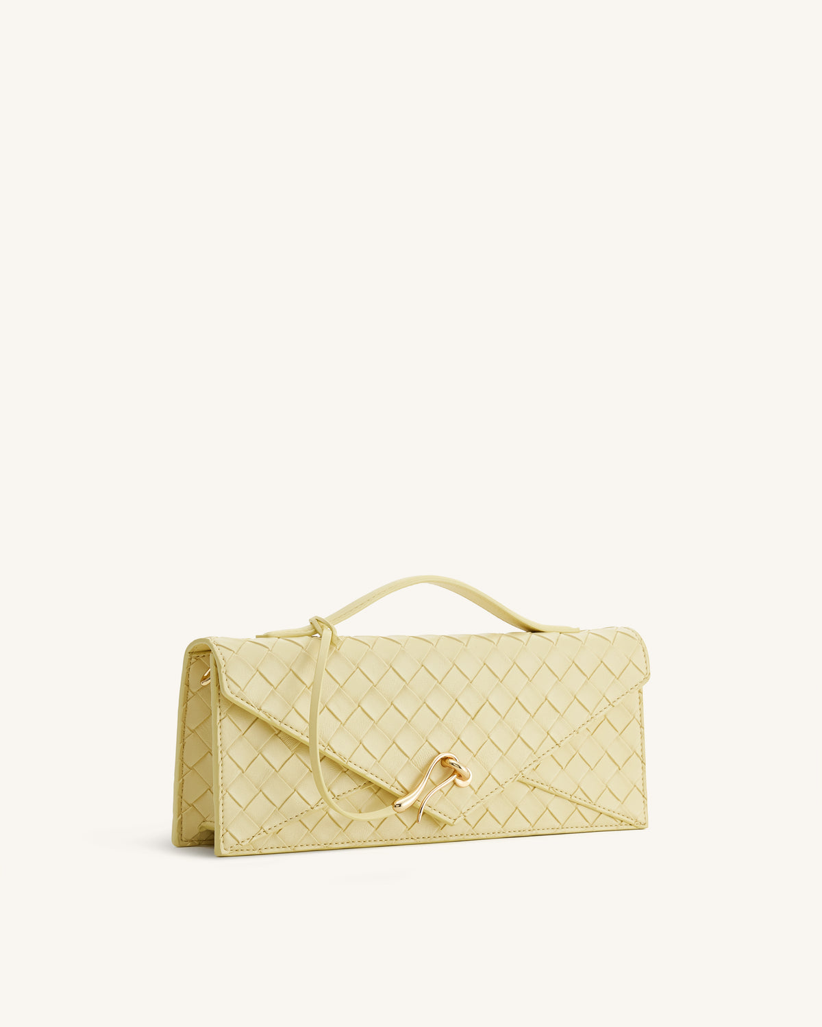 Celeste Woven Textured Envelope Top Handle Bag - Yellow