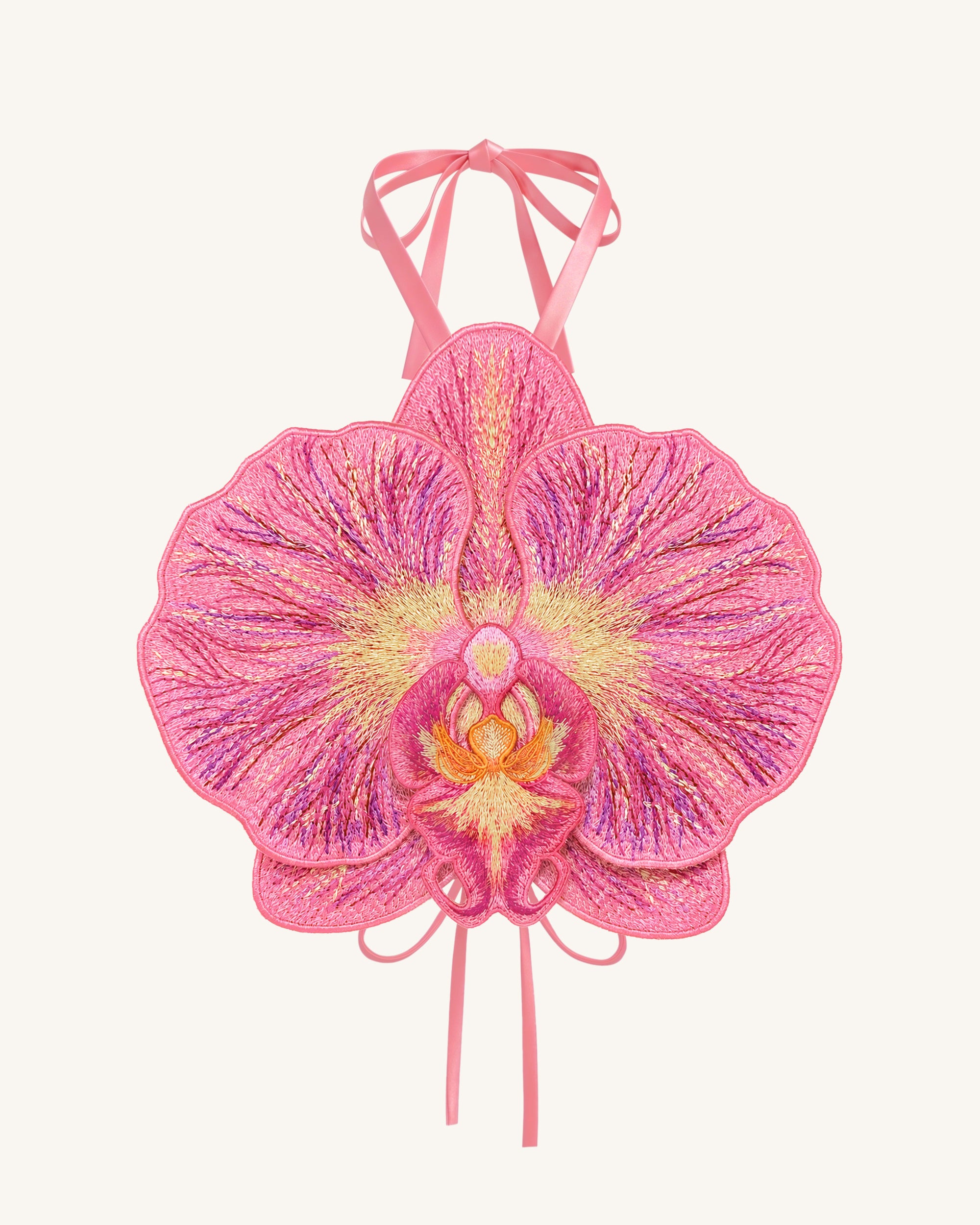 3D Orchid Halter Crop Top - Pink