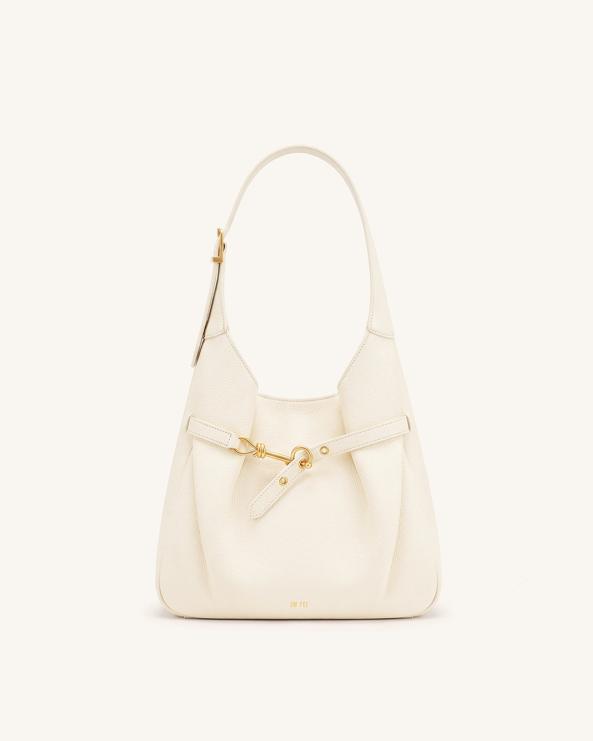 Alina Pebbled Hobo Bag - White