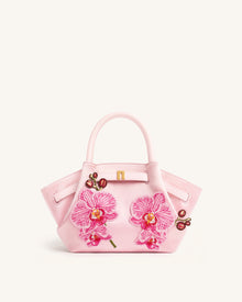 Hana Mini Phalaenopsis Orchid Embroidery Tote Bag - Pink