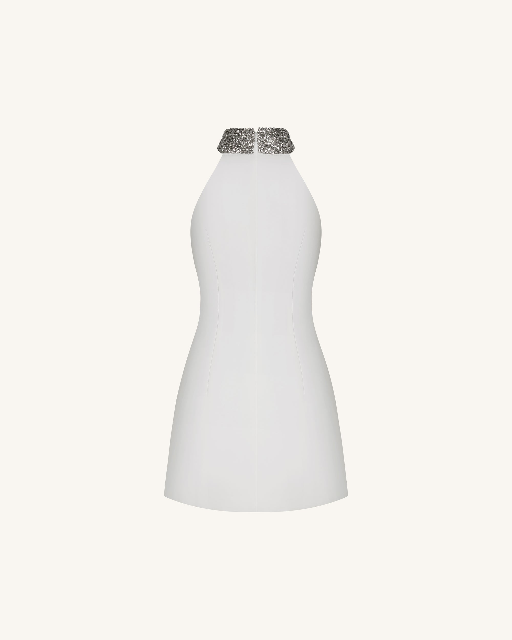 Jeweled Halter Iris Motif Dress - White
