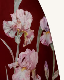 Iris Floral Print Strapless A-Line Dress - Burgundy
