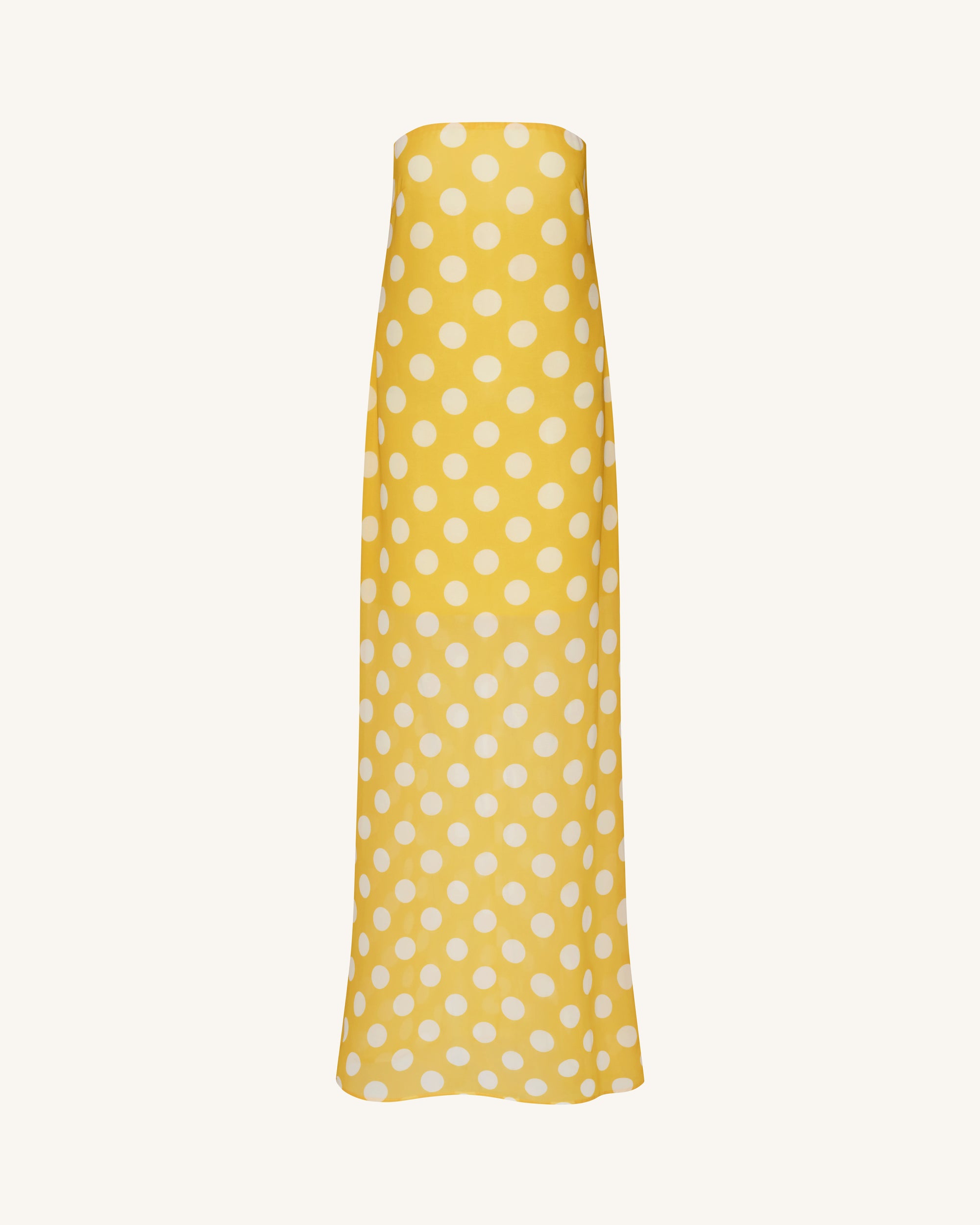 Polka-Dot Strapless Maxi Dress - Yellow