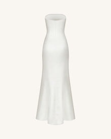 Strapless Floral Polyester Dress - White