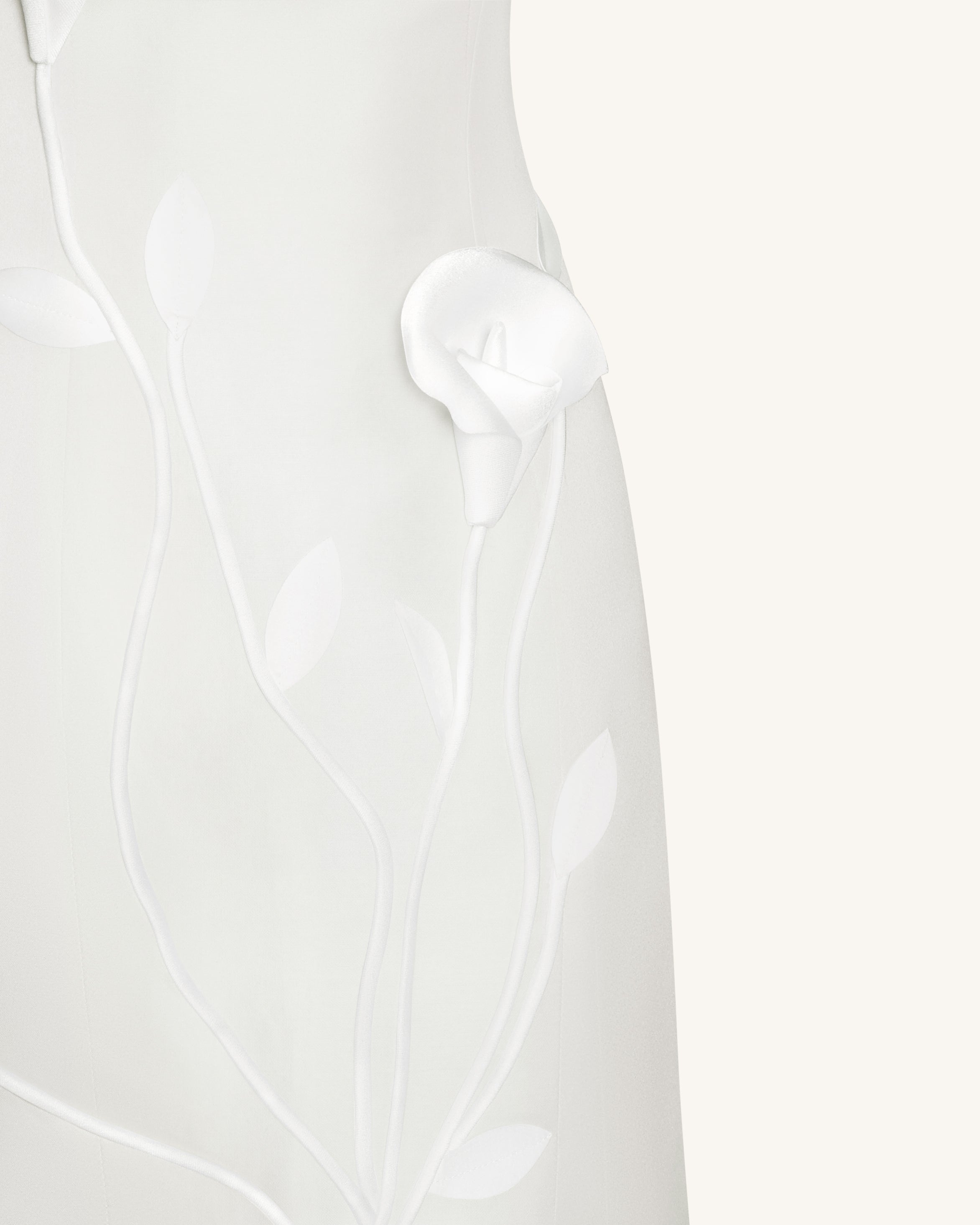 Strapless Floral Polyester Dress - White