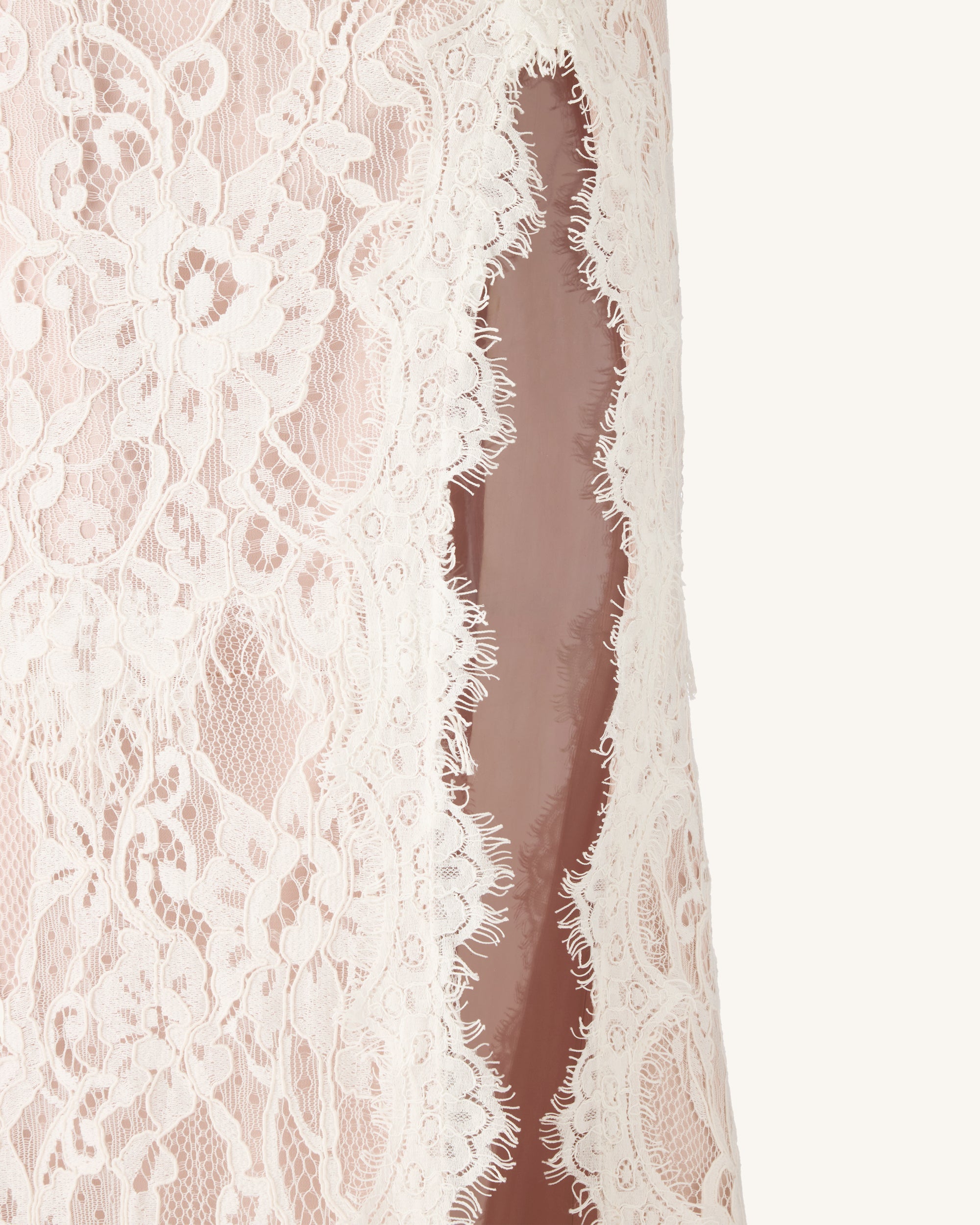Lace Slit Maxi Dress - White