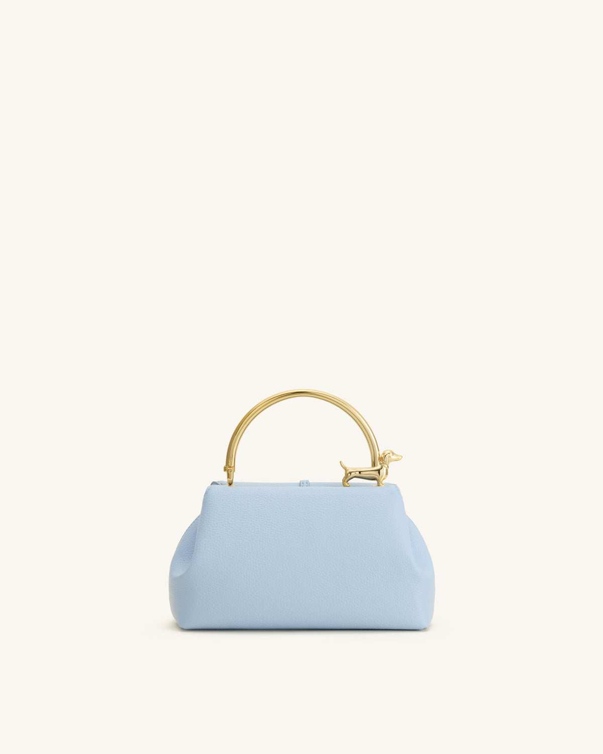 Bruna Dachshund Metal Handle Top Handle Bag - Light Blue