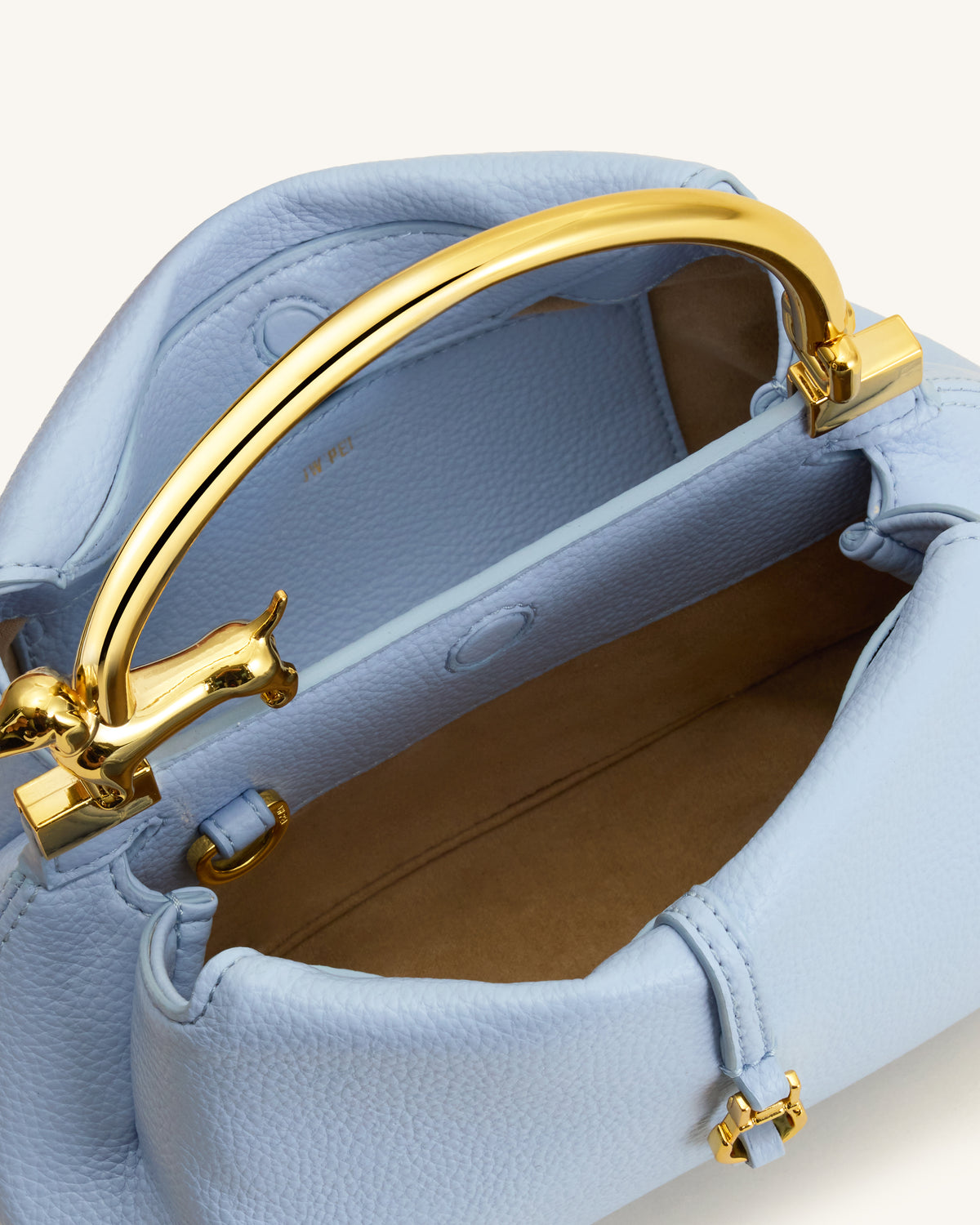 Bruna Dachshund Metal Handle Top Handle Bag - Light Blue