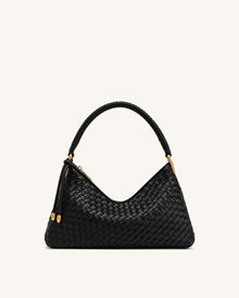 Lorena Woven Shoulder Bag - Black