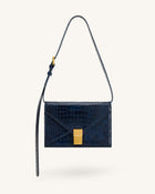 Clio Envelope Crossbody Bag - Navy Croc