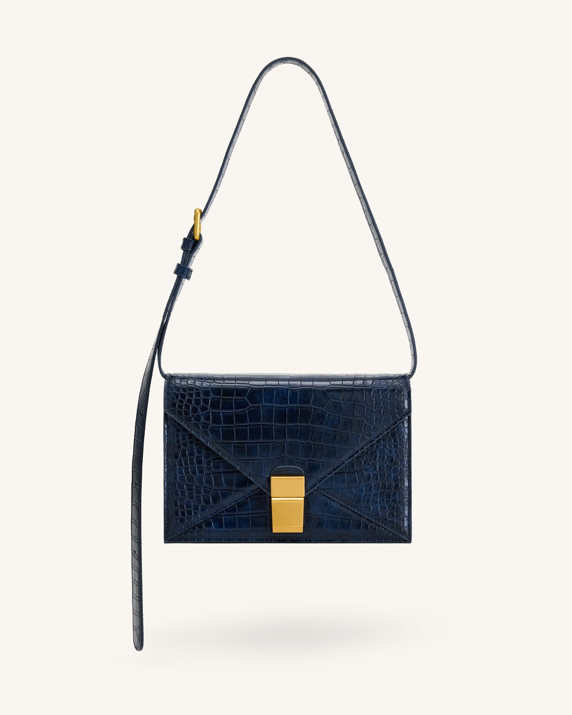Clio Envelope Crossbody Bag - Navy Croc