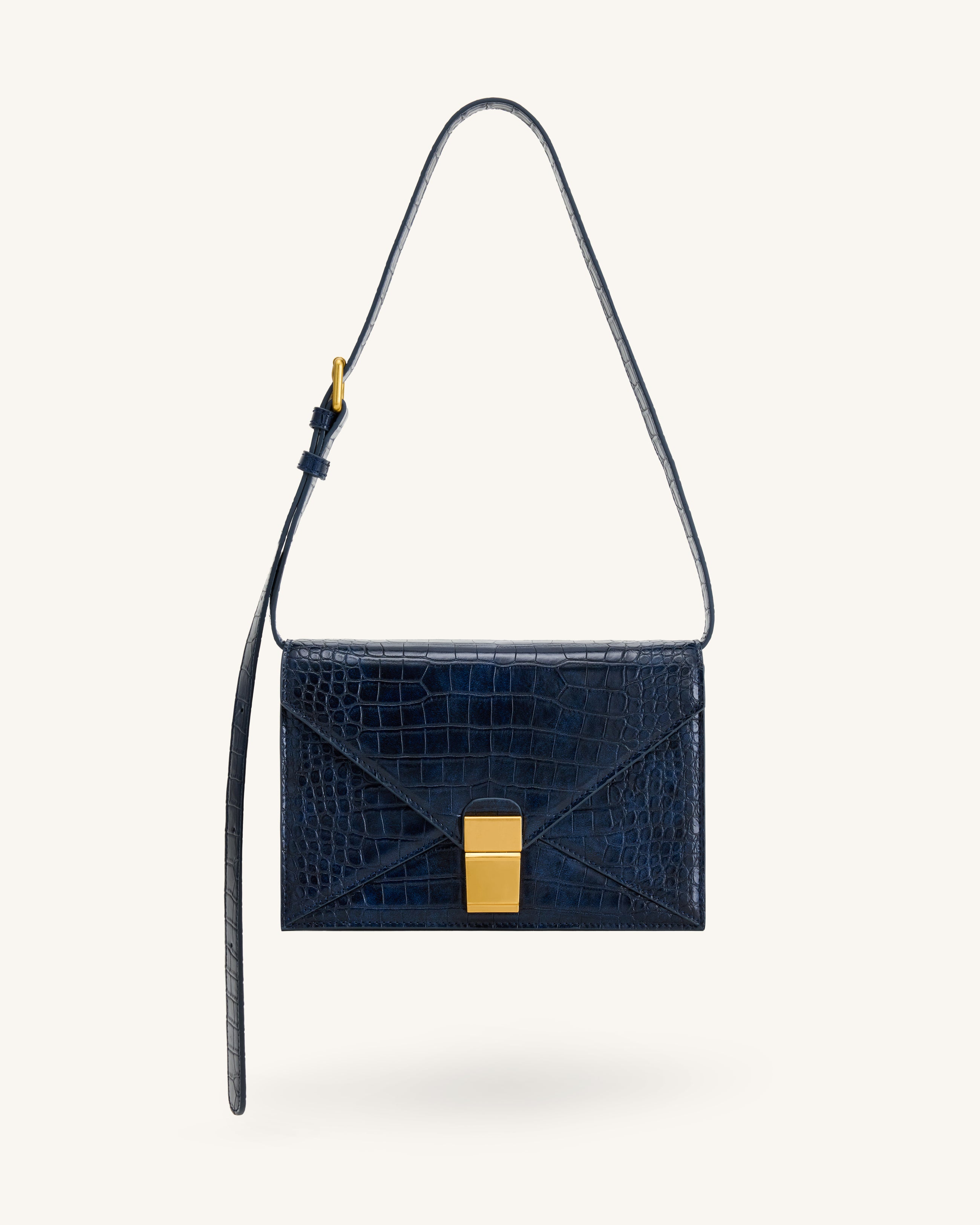 Clio Envelope Crossbody Bag - Navy Croc