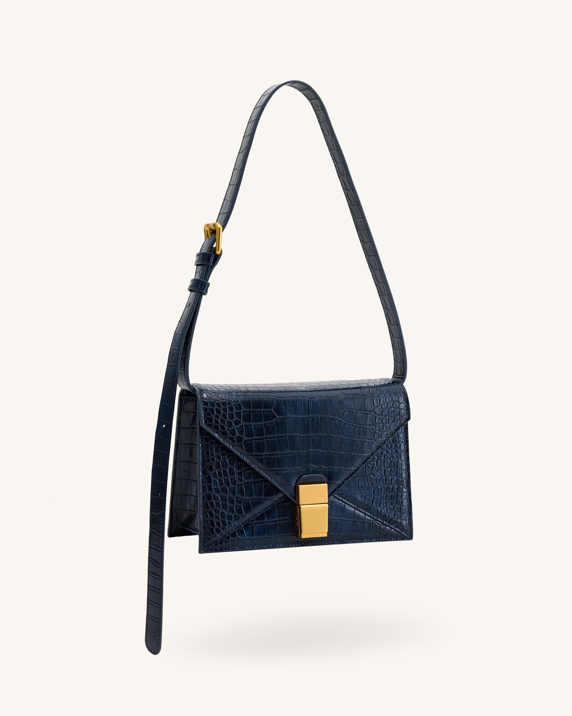 Clio Envelope Crossbody Bag - Navy Croc