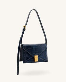 Clio Envelope Crossbody Bag - Navy Croc