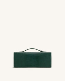 Celeste Envelope Top Handle Bag - Olive Green Lizard Texture