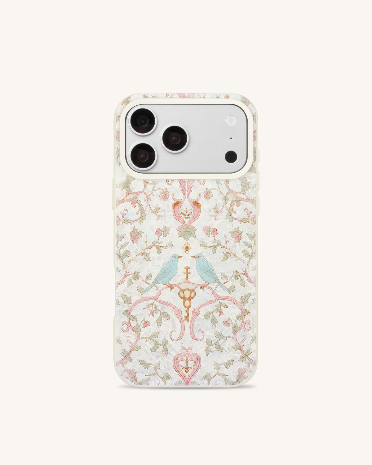 Vintage Romance Bird Pearl Shell Phone Case - White