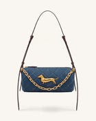 Lucienne Dachshund Quilted Chain Shoulder Bag - Blue Denim