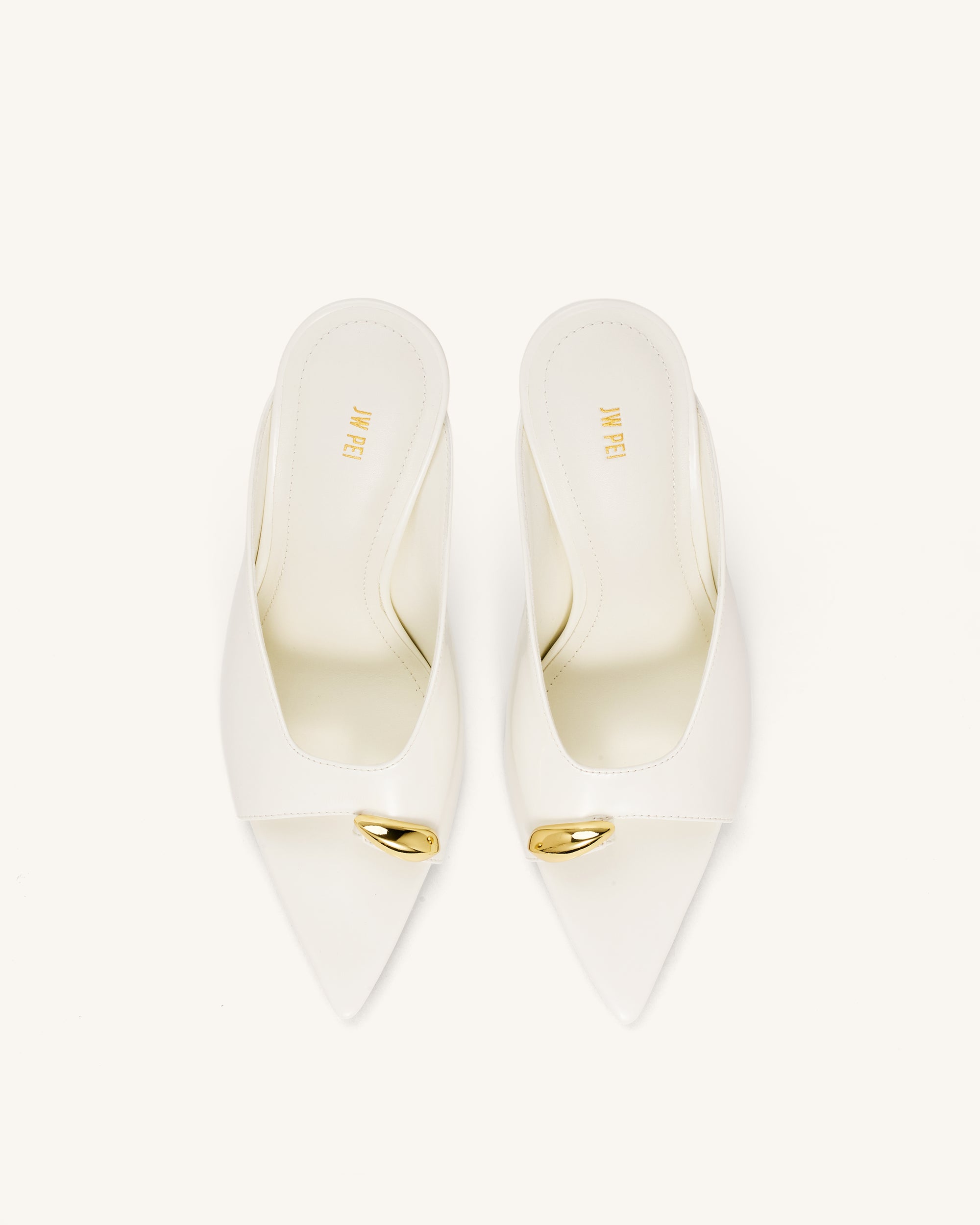Noemi Pointed-Toe Mule Heels - White