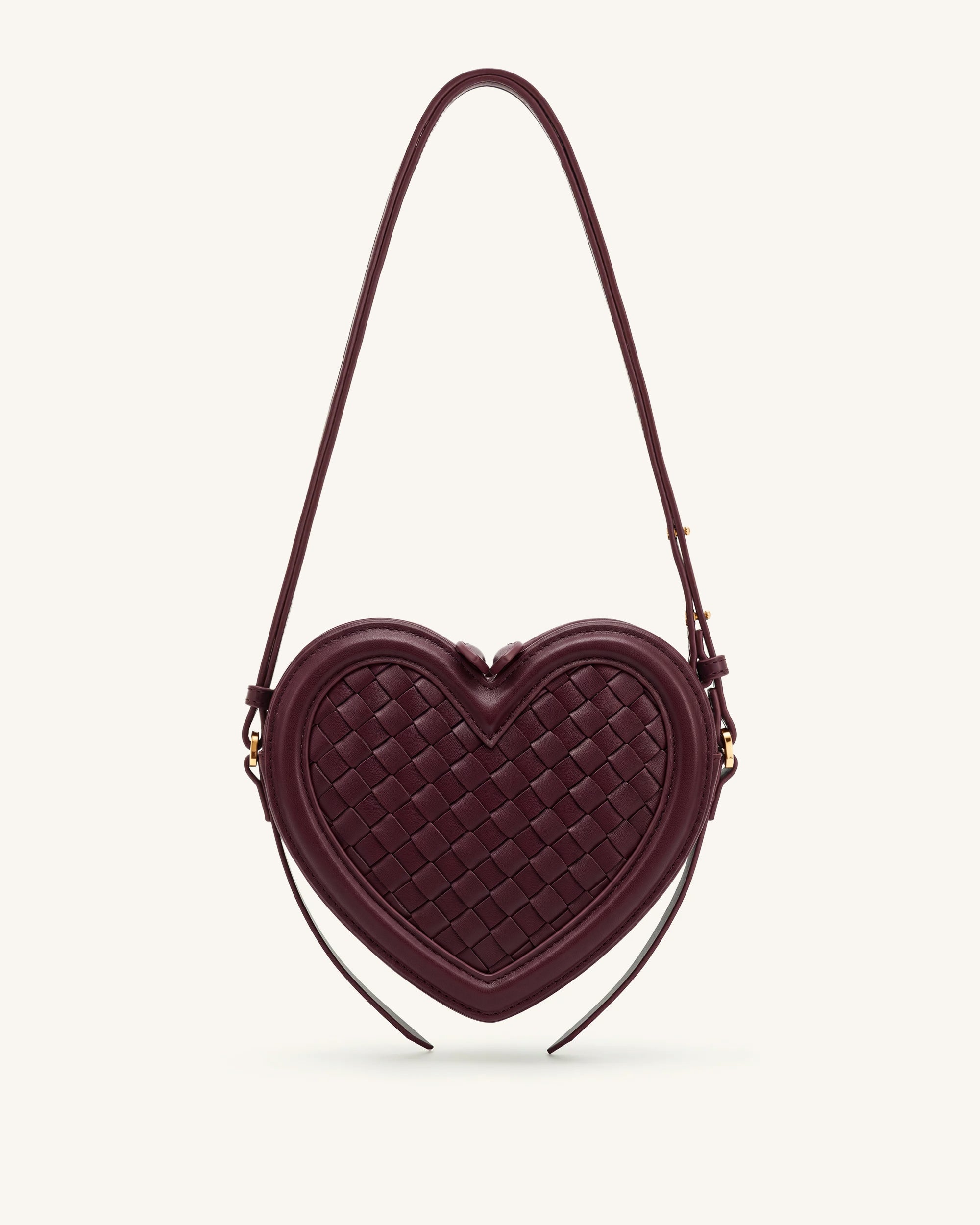 Arlene Woven Heart Shape Crossbody Bag - Deep Burgundy | JW PEI