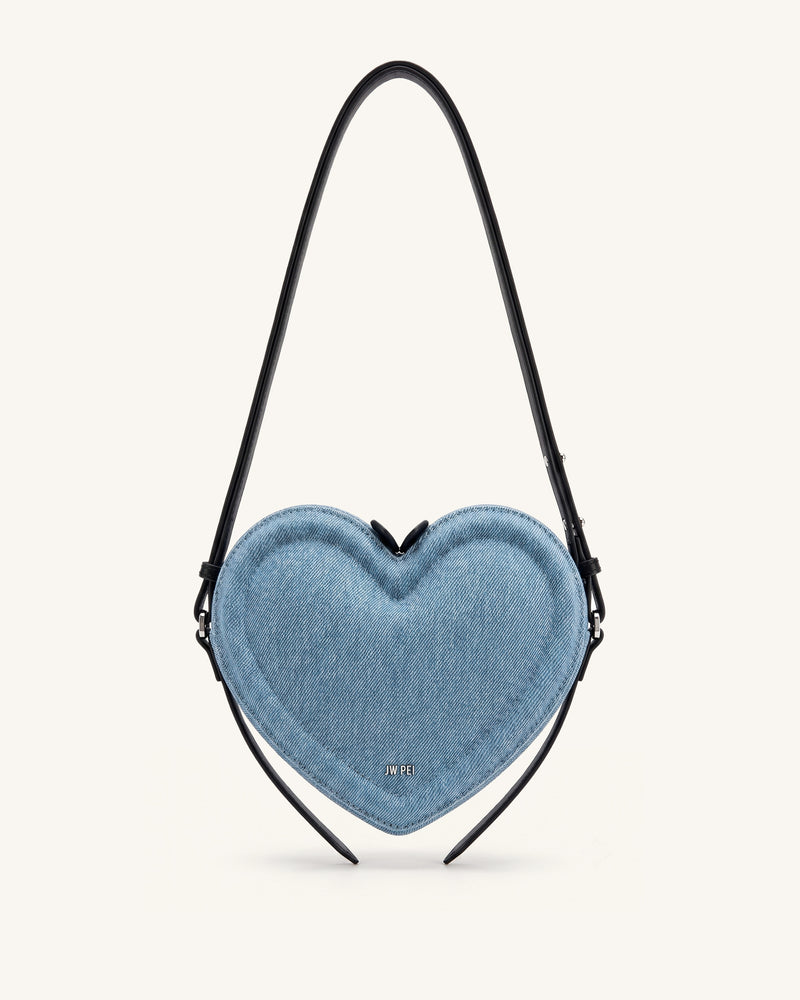 Arlene Heart Shaped Crossbody Bag - Light Blue Denim