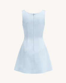 Lily Floral Print Sleeveless A-Line Mini Dress - Light Blue
