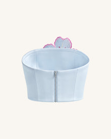 Lily Floral Embroidered Strapless Corset Top - Light Blue