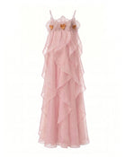Orchid Embroidered Organza Maxi Dress - Blush Pink