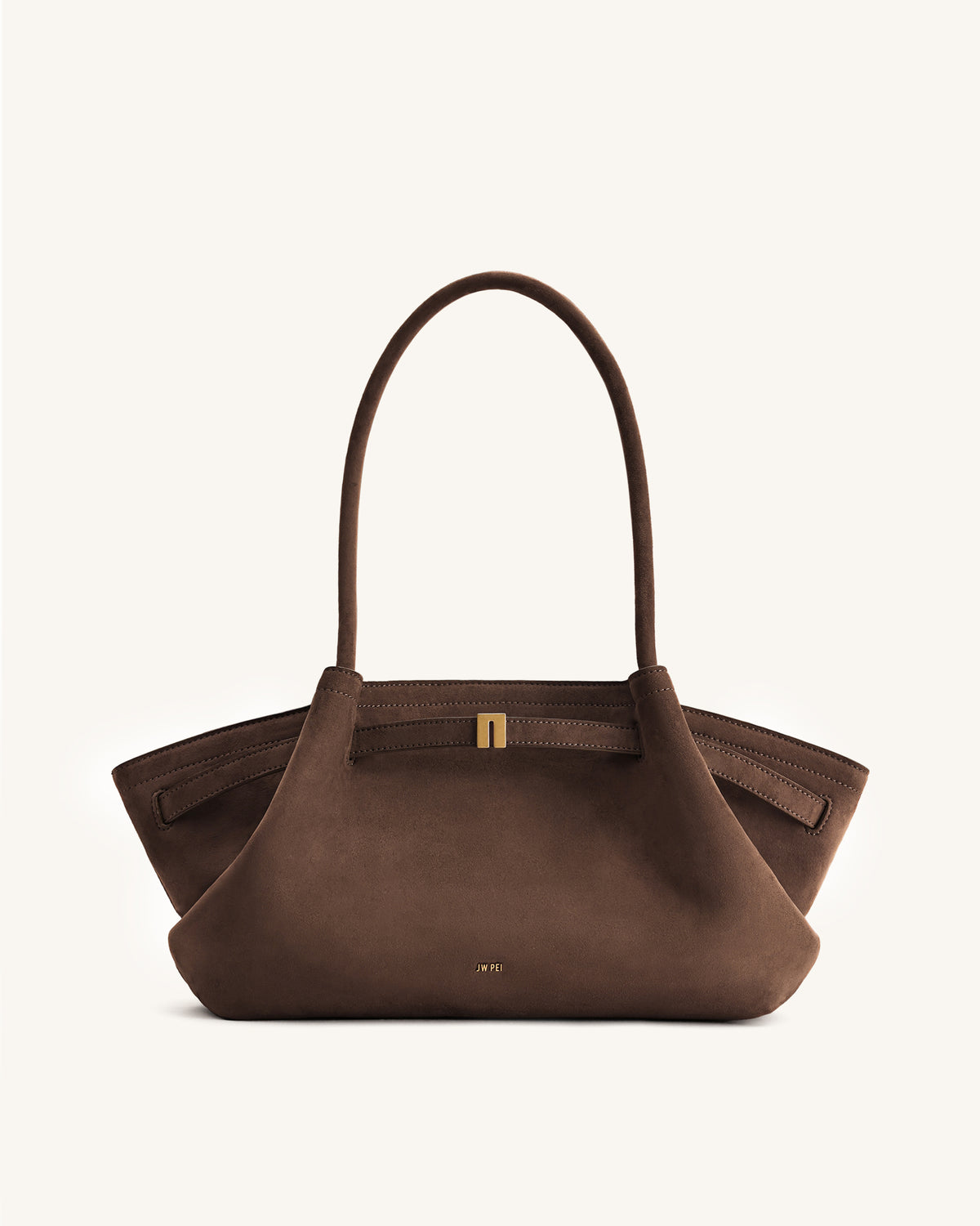 Hana Wide Faux Suede Tote Bag - Dark Brown