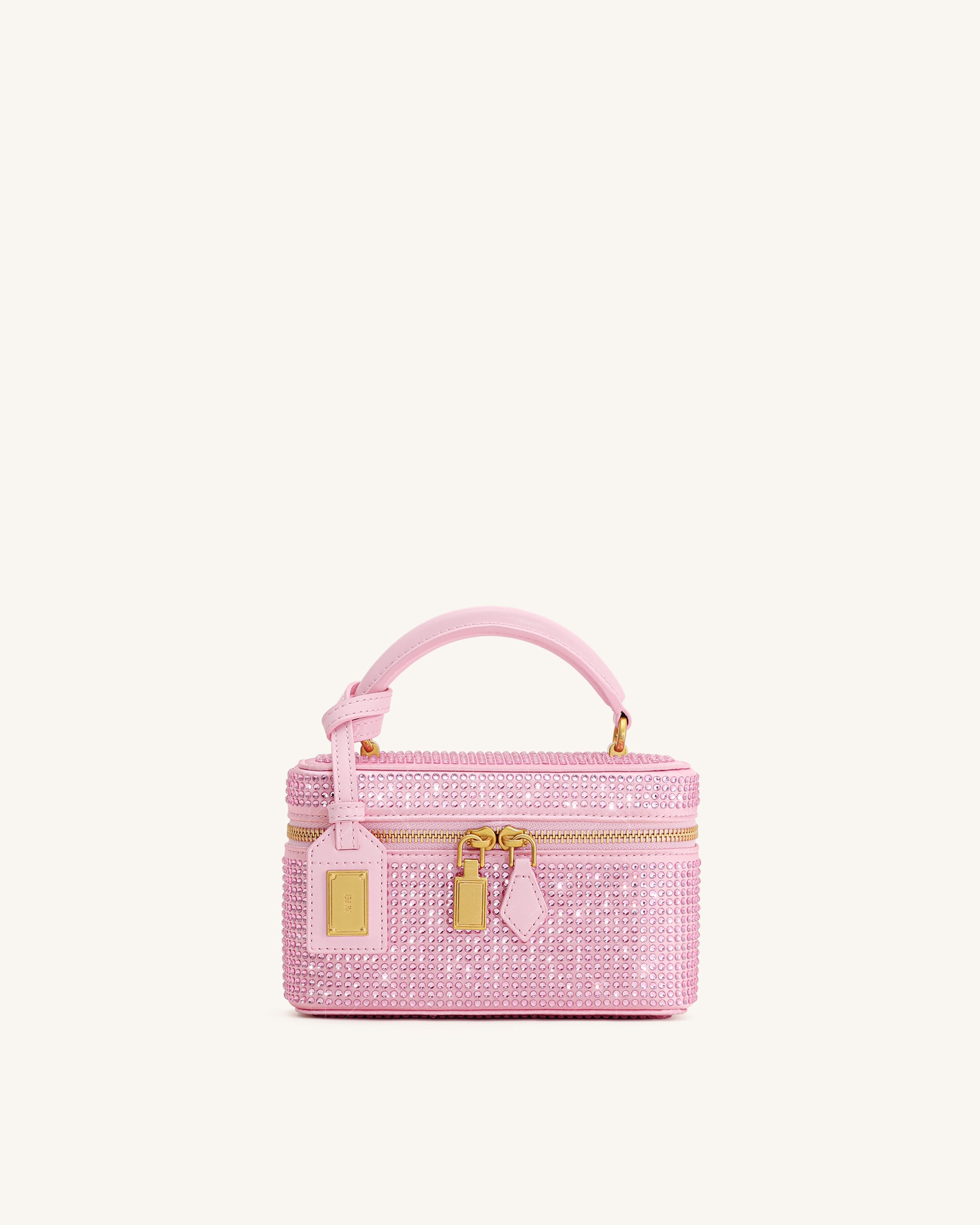 Cleo Artificial Crystal Box Shape Top Handle Bag - Pink | JW PEI