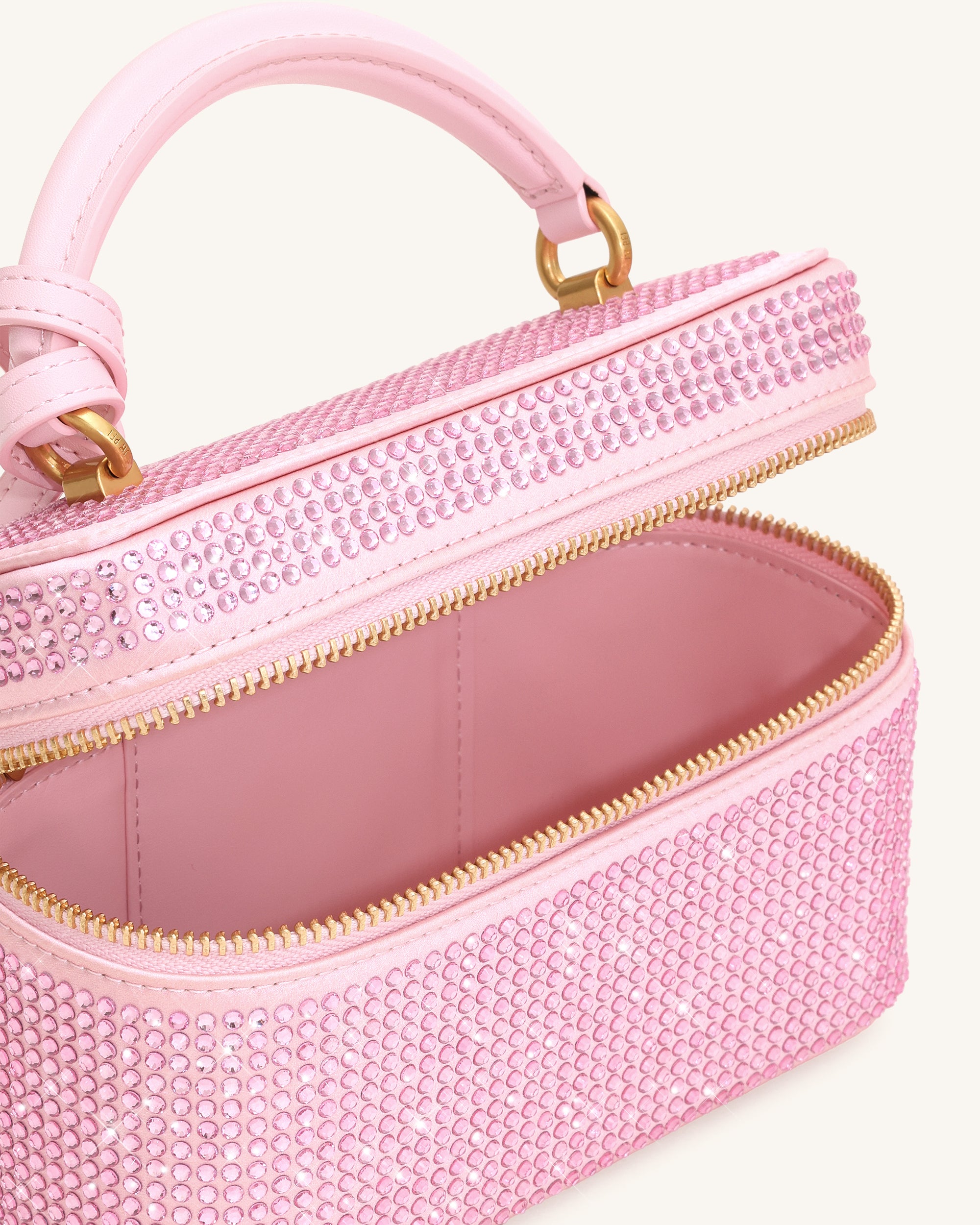 Cleo Artificial Crystal Box Shape Top Handle Bag - Pink | JW PEI