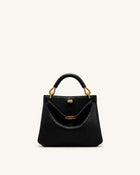 Lucia Elephant-Effect Top Handle Bag - Black
