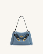 Rhea Double Buckle Shoulder Bag - Light Blue Denim