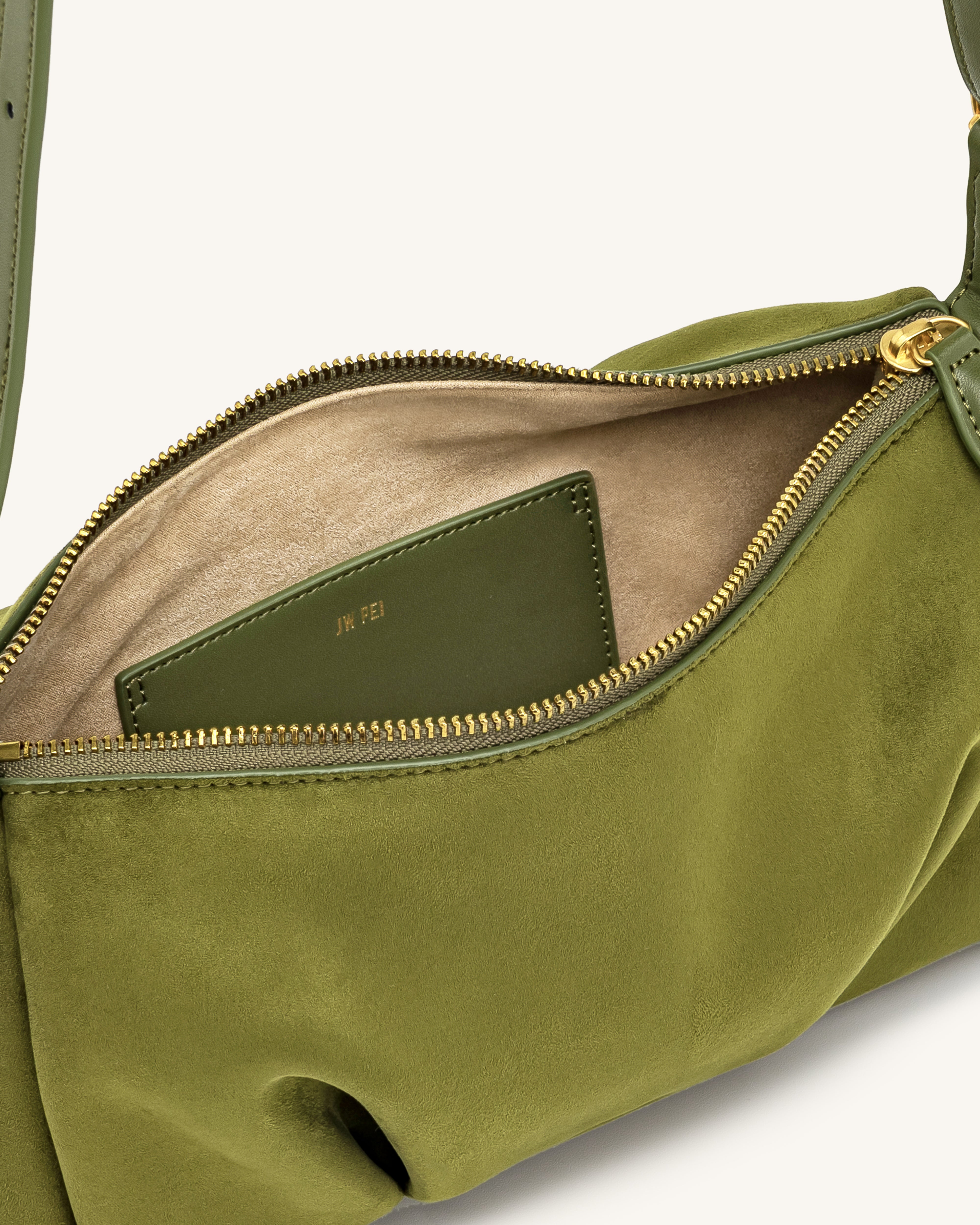 Loriette Faux Suede Crossbody Bag - Olive Green | JW PEI