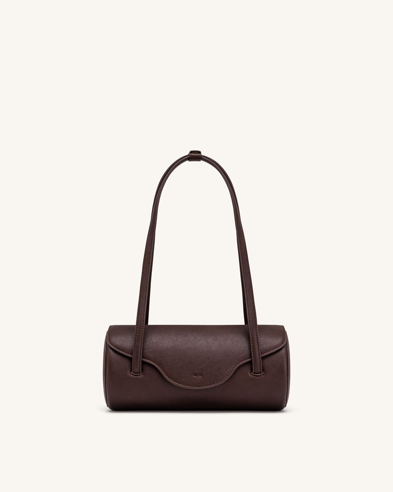Solenne Barrel Shoulder Bag - Dark Brown