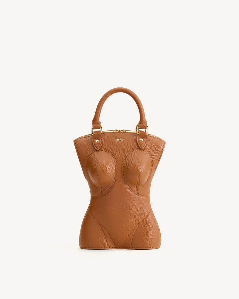Tara Sculpted Handle Bag - Brown